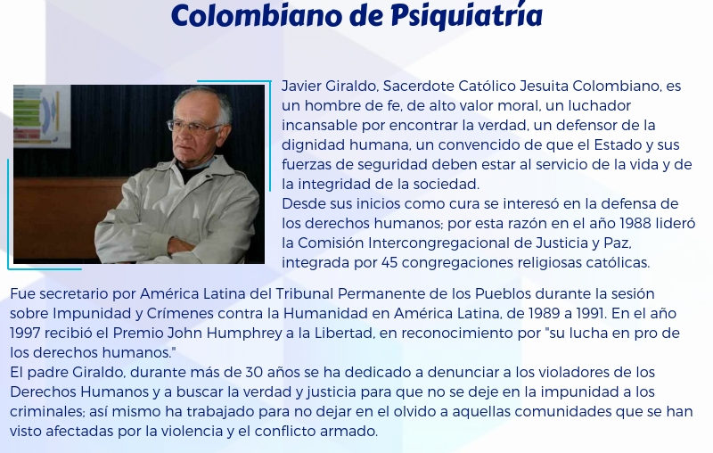 Javier Giraldo S.J, será uno de nuestros conferencistas invitados al LVII Congreso Colombiano de Psiquiatría
