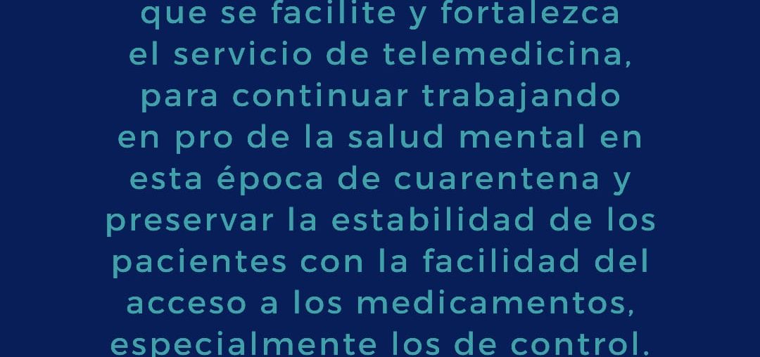 La Asociación Colombiana de Psiquiatría solicita a las entidades gubernamentales que se facilite y fortalezca el servicio de telemedicina