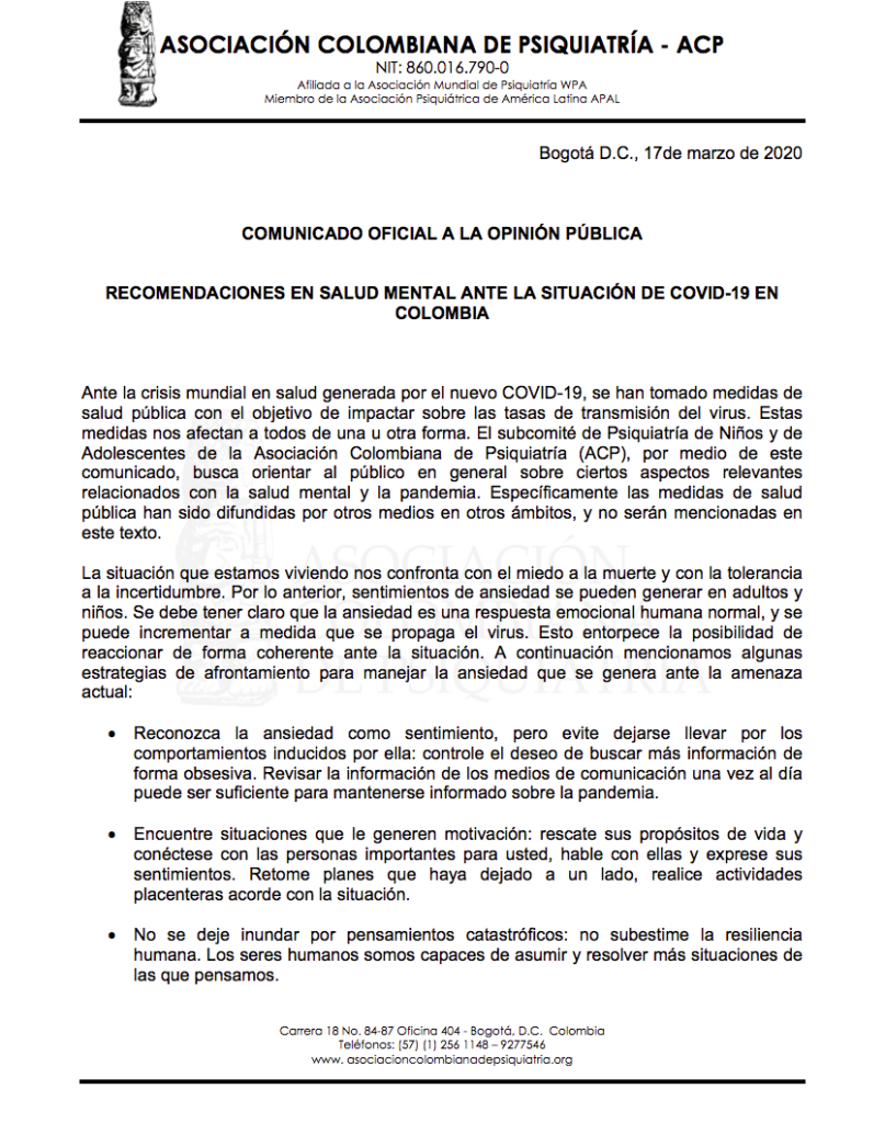 COMUNICADO OFICIAL A LA OPINIÓN PÚBLICA