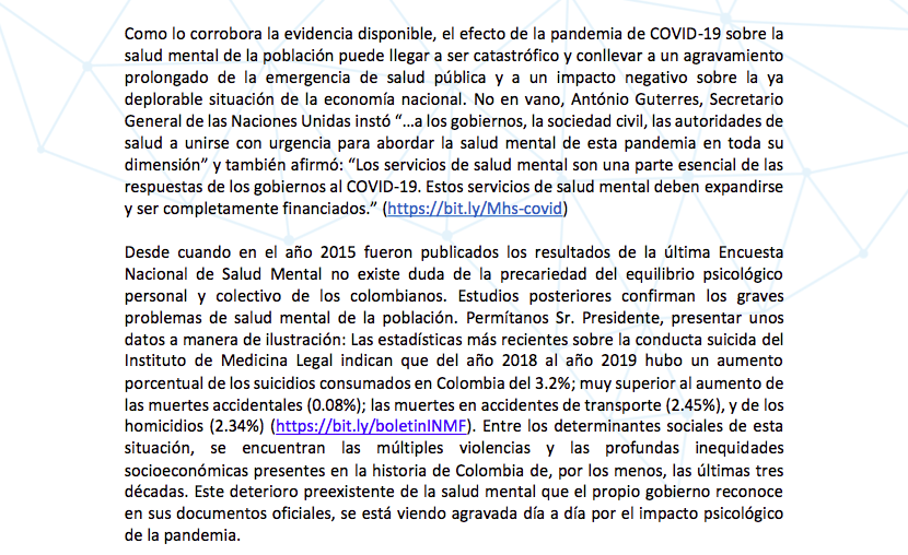 La Crisis de la Salud Mental y el Papel de los Psicólogos en la Pandemia de COVID-19 Pronunciamiento del Colegio Colombiano de Psicólogos